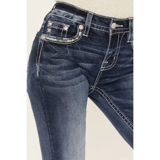 Cheap โ๏ธ Miss Me ๐ฉ Women's Medium Wash Embroidered Turquoise Stone Bootcut ๐ Jeans - Long Blue ๐ 4 Cheap โ๏ธ Miss Me ๐ฉ Women's Medium Wash Embroidered Turquoise Stone Bootcut ๐ Jeans - Long Blue ๐ - Image 2