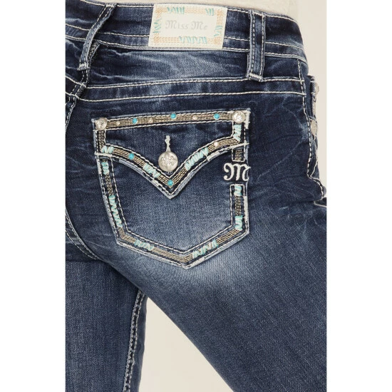 Cheap โ๏ธ Miss Me ๐ฉ Women's Medium Wash Embroidered Turquoise Stone Bootcut ๐ Jeans - Long Blue ๐ 6 Cheap โ๏ธ Miss Me ๐ฉ Women's Medium Wash Embroidered Turquoise Stone Bootcut ๐ Jeans - Long Blue ๐ - Image 4