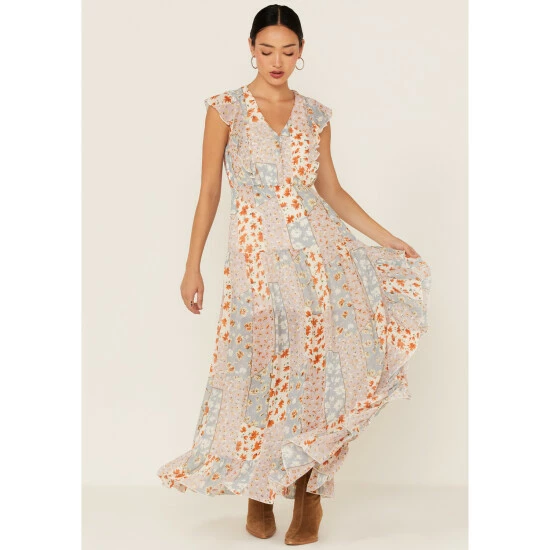 Flash Sale 😍 Miss Me 👩 Women's Floral Print Patchwork Maxi 👗 Dress Ivory 💯 3 Flash Sale 😍 Miss Me 👩 Women's Floral Print Patchwork Maxi 👗 Dress Ivory 💯