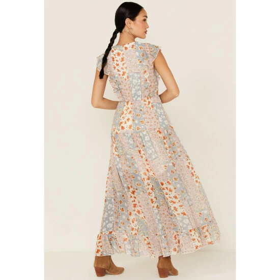 Flash Sale 😍 Miss Me 👩 Women's Floral Print Patchwork Maxi 👗 Dress Ivory 💯 6 Flash Sale 😍 Miss Me 👩 Women's Floral Print Patchwork Maxi 👗 Dress Ivory 💯 - Image 4