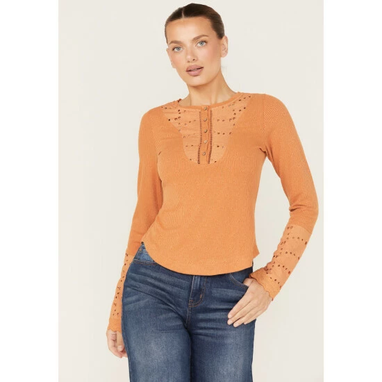 Best reviews of π Miss Me π© Women's Eyelet Lace Ribbed Top Rust Copper β 3 Best reviews of π Miss Me π© Women's Eyelet Lace Ribbed Top Rust Copper β