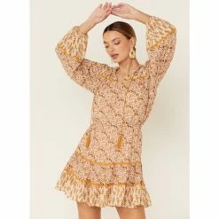Top 10 β¨ Miss Me π© Women's Ditsy Floral Long Sleeve Peasant Mini π Dress Mustard β¨
