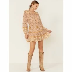 Top 10 ✨ Miss Me 👩 Women's Ditsy Floral Long Sleeve Peasant Mini 👗 Dress Mustard ✨ -Miss Me Shop unnamed file 927