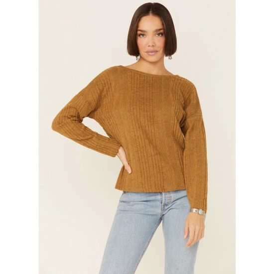 Deals 🎉 Miss Me 👩 Women's Solid Mustard Twist Back Ribbed Knit Top 😉 3 Deals 🎉 Miss Me 👩 Women's Solid Mustard Twist Back Ribbed Knit Top 😉