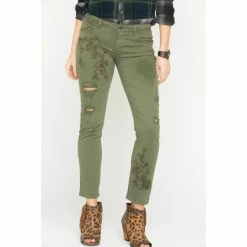 Outlet 😍 Miss Me MM Vintage 👩 Women's Cassie Easy Straight 👖 Jeans Green 🔥