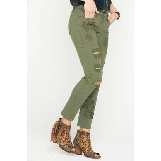 Outlet 😍 Miss Me MM Vintage 👩 Women's Cassie Easy Straight 👖 Jeans Green 🔥 6 Outlet 😍 Miss Me MM Vintage 👩 Women's Cassie Easy Straight 👖 Jeans Green 🔥 - Image 4