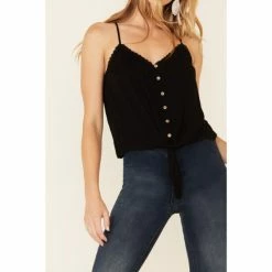 Brand new 🤩 Miss Me 👩 Women's Black Button-Down Tie-Front Cami 🔥 -Miss Me Shop unnamed file 948