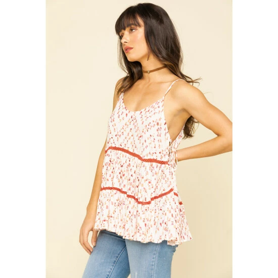 Coupon ๐ Miss Me ๐ฉ Women's Ivory & Red Print Tiered Top Rust Copper ๐ 5 Coupon ๐ Miss Me ๐ฉ Women's Ivory & Red Print Tiered Top Rust Copper ๐ - Image 3
