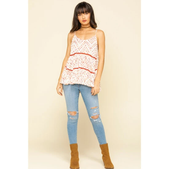 Coupon ๐ Miss Me ๐ฉ Women's Ivory & Red Print Tiered Top Rust Copper ๐ 8 Coupon ๐ Miss Me ๐ฉ Women's Ivory & Red Print Tiered Top Rust Copper ๐ - Image 6