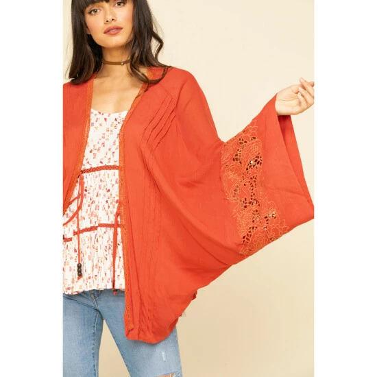 Buy ๐ฏ Miss Me ๐ฉ Women's Rust Tie Front Bell Sleeve KImono Rust Copper ๐ 6 Buy ๐ฏ Miss Me ๐ฉ Women's Rust Tie Front Bell Sleeve KImono Rust Copper ๐ - Image 4