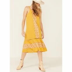 Best Pirce π― Miss Me π© Women's Mustard Crochet Midi π Dress Dark Yellow π