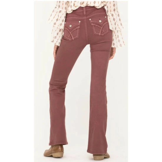 Best Sale ๐ Miss Me ๐ฉ Women's X-Shaped Flap Pocket High Rise Flare ๐ Jeans Pink โ 4 Best Sale ๐ Miss Me ๐ฉ Women's X-Shaped Flap Pocket High Rise Flare ๐ Jeans Pink โ - Image 2