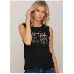 Promo ✔️ Miss Me 👩 Women's Black Desert Vibes Graphic Tank ❤️