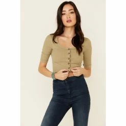 Best Sale 🎁 Miss Me 👩 Women's Pointelle Ribbed Button-Down 3/4 Sleeve Crop Top Cream 😀 13 Best Sale 🎁 Miss Me 👩 Women's Pointelle Ribbed Button-Down 3/4 Sleeve Crop Top Cream 😀 -Miss Me Shop unnamed file 998
